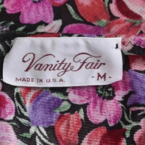 Vintage Vanity Fair Slip Dress Nightgown Floral Pink  Purple Lace Teddy Medium - Picture 10 of 13